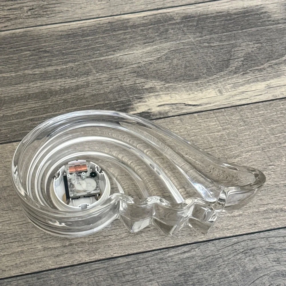 VTG Mikasa Crystal Wave Desk Clock Hermle Quartz Germany Roman Numeral Gold Tone